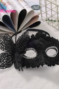 Mặt Nạ Nửa Mặt Ren Bướm Đen Huyền Bí
