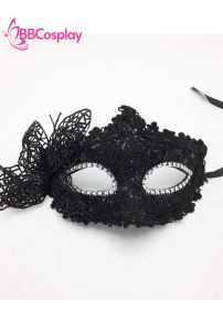 Mặt Nạ Nửa Mặt Ren Bướm Đen Huyền Bí