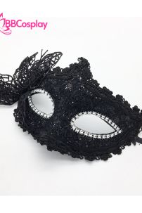 Mặt Nạ Nửa Mặt Ren Bướm Đen Huyền Bí