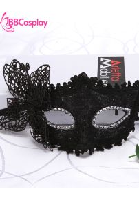 Mặt Nạ Nửa Mặt Ren Bướm Đen Huyền Bí