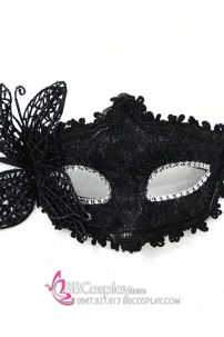 Mặt Nạ Nửa Mặt Ren Bướm Đen Huyền Bí