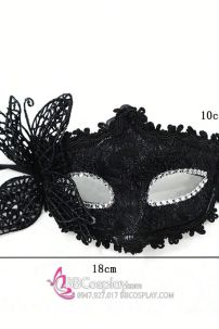 Mặt Nạ Nửa Mặt Ren Bướm Đen Huyền Bí