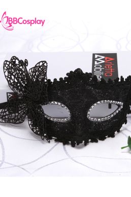 Mặt Nạ Nửa Mặt Ren Bướm Đen Huyền Bí
