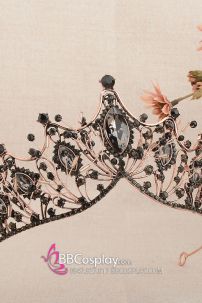 Vương Miện Cài Tóc Đính Đá Đen Quyền Lực