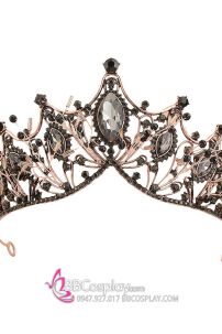 Vương Miện Cài Tóc Đính Đá Đen Quyền Lực