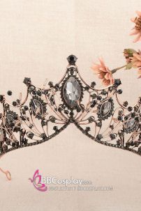 Vương Miện Cài Tóc Đính Đá Đen Quyền Lực