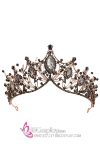 Vương Miện Cài Tóc Đính Đá Đen Quyền Lực