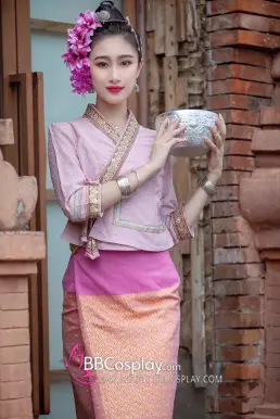 Trang Phục Thái - Vân Nam Màu Hồng Baby
