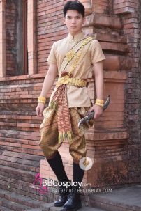 Đồ Thái Lan Nam Cao Cấp Tone Nâu Dệt Chỉ Vàng