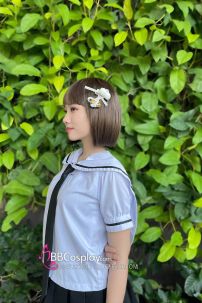 Tóc Giả Ngang Vai Mái Ngang Màu Nâu Rêu