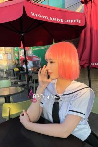 Tóc Giả Ngang Vai Mái Ngang Màu Hồng Pastel  Lisa Crazy Horse