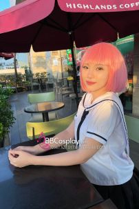 Tóc Giả Ngang Vai Mái Ngang Màu Hồng Pastel  Lisa Crazy Horse