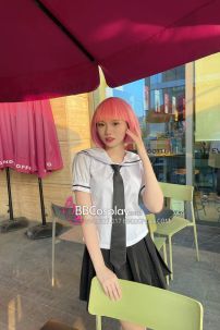 Tóc Giả Ngang Vai Mái Ngang Màu Hồng Pastel  Lisa Crazy Horse