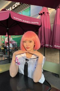 Tóc Giả Ngang Vai Mái Ngang Màu Hồng Pastel  Lisa Crazy Horse