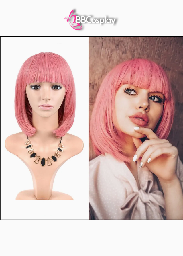 Tóc Giả Ngang Vai Mái Ngang Màu Hồng Pastel Lisa Crazy Horse
