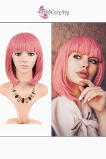 Tóc Giả Ngang Vai Mái Ngang Màu Hồng Pastel Lisa Crazy Horse