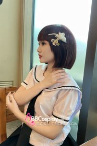 Tóc Giả Nâu Socola Ngắn Ngang Vai Mái Ngang - Ảnh Thật