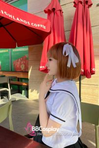 Tóc Giả Màu Cam Đào Ngắn Ngang Vai Mái Ngang - Ảnh Thật