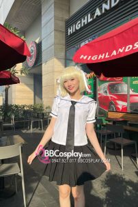 Tóc Giả Vàng Bạch Kim Ngắn Ngang Vai Mái Ngang - Ảnh Thật