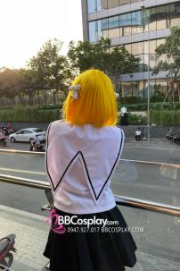 Tóc Giả Vàng Chanh Ngắn Ngang Vai Mái Ngang - Ảnh Thật