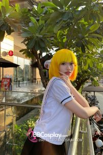 Tóc Giả Vàng Chanh Ngắn Ngang Vai Mái Ngang - Ảnh Thật