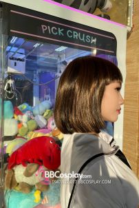 Tóc Giả Nâu Baby Light Ngắn Ngang Vai Mái Ngang - Ảnh Thật