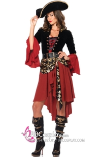 Váy Cướp Biển Hải Tặc Nữ - Váy Đỏ Áo Đen Có Tay Loe