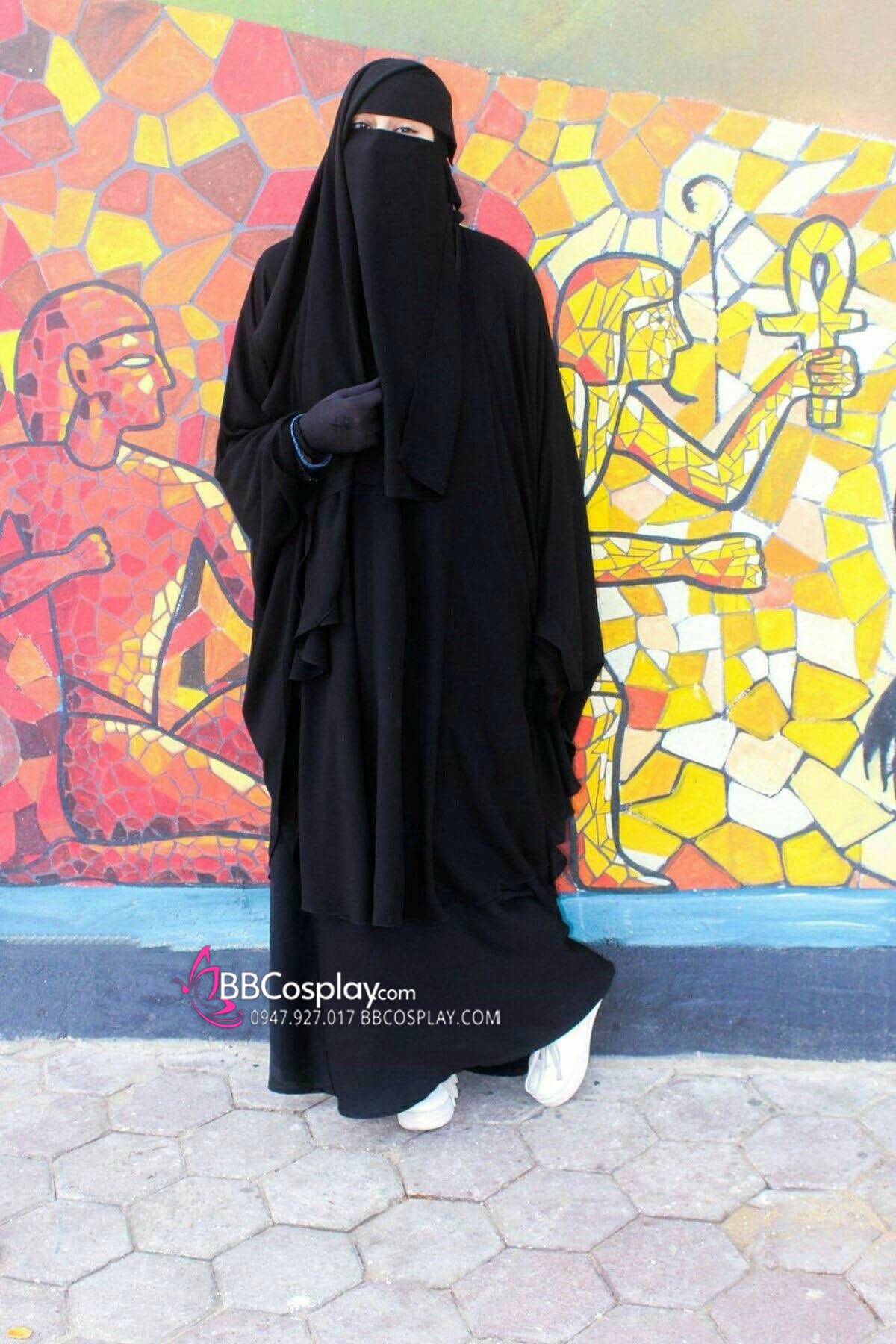Trang Phục Hồi Giáo Của Phụ Nữ Niqab Kết Hợp Abayas Đen Truyền Thống