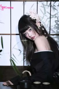 Áo Yukata Nữ Cung Thủ Archer Đen Hoa Trắng