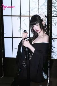 Áo Yukata Nữ Cung Thủ Archer Đen Hoa Trắng