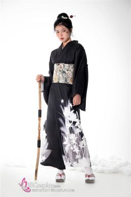 Áo  Yukata Nữ Cung Thủ Archer Đen Hoa Trắng