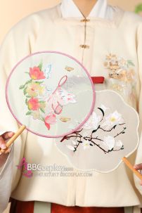 Quạt Hoa Thêu Kim Liên Đoá