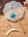 Quạt Hoa Thêu Kim Liên Đoá