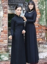 Áo Dài Truyền Thống Đen Chất Lụa Mỹ Mềm Mịn 4 Tà