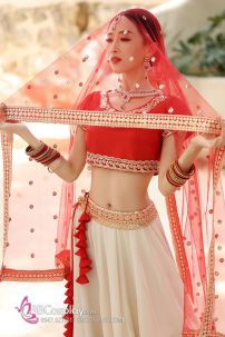 Đồ Lahanga Đỏ Ấn Độ Cho Cô Dâu  - Mẫu Váy 360 Độ