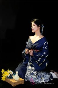 Yukata Xanh Hạc Bay Giá Rẻ Tặng Kèm Thắt Lưng