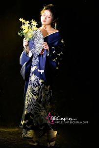 Yukata Xanh Hạc Bay Giá Rẻ Tặng Kèm Thắt Lưng