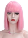 Tóc Giả Hồng Mái Ngang Tóc Ngắn Ngang Vai