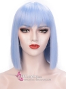 Tóc Giả Xanh Dương Nhạt Mái Ngang Ngắn Ngang Vai