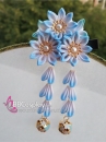Kanzashi Nhật Bản 3 Hoa Xanh Dương -  Loại 2 Dây Hoa