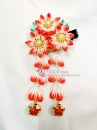 Kanzashi Nhật Bản 3 Hoa Màu Đỏ - Loại 2 Dây Hoa