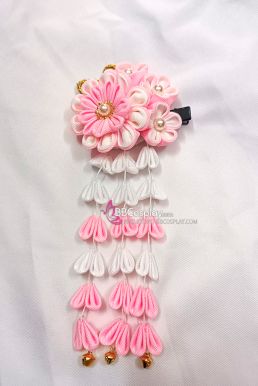 Kanzashi Nhật Bản Màu Hồng Trắng Pastel- Lớn