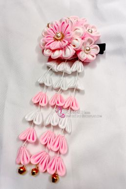 Kanzashi Nhật Bản Màu Hồng Trắng Pastel- Lớn