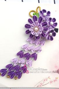 Kanzashi Nhật Bản Tím Đậm-  Lớn