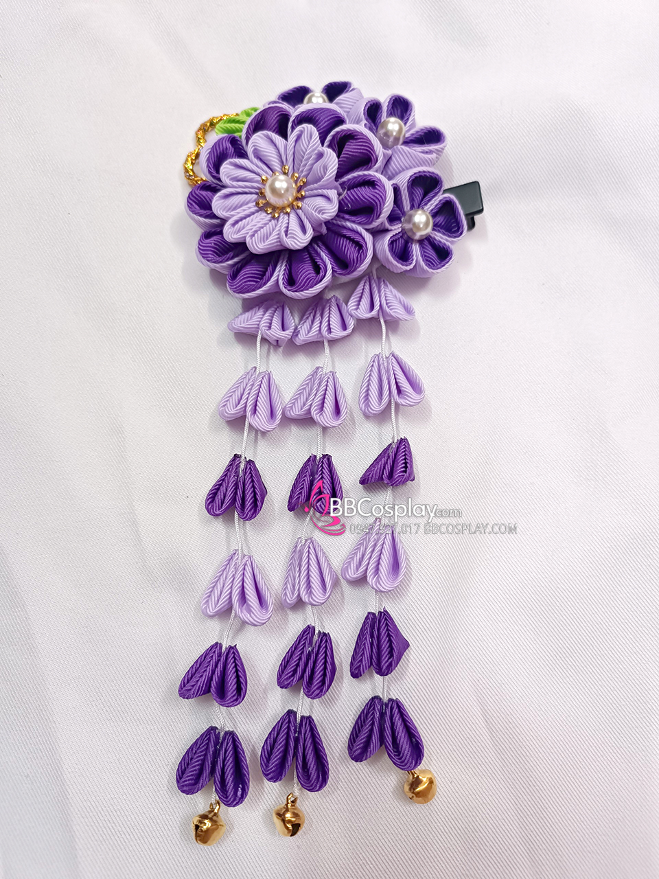 Kanzashi Nhật Bản Tím Đậm-  Lớn