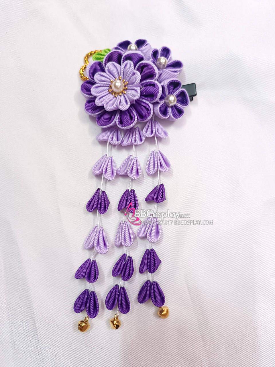 Kanzashi Nhật Bản Tím Đậm-  Lớn