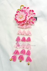 Kanzashi Nhật Bản Hồng Đậm- Lớn