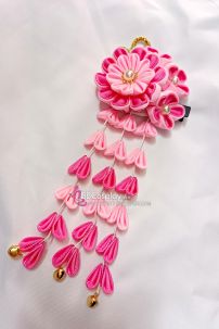 Kanzashi Nhật Bản Hồng Đậm- Lớn