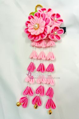 Kanzashi Nhật Bản Hồng Đậm- Lớn