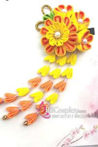Kanzashi Nhật Bản Vàng Cam - Lớn